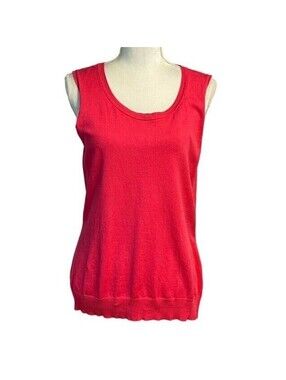 August Silk Knit Tank Top Women Large Pink Sleeveless Scoop Neck Sweater Shell